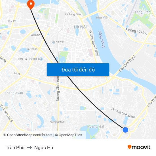 Trần Phú to Ngọc Hà map