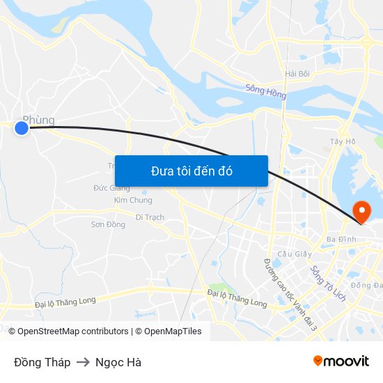 Đồng Tháp to Ngọc Hà map