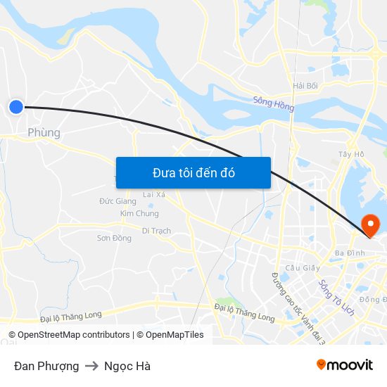 Đan Phượng to Ngọc Hà map