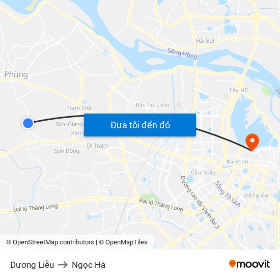 Dương Liễu to Ngọc Hà map