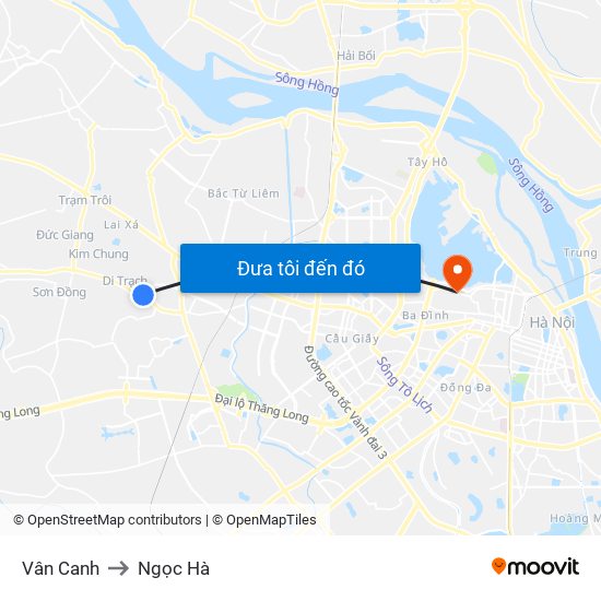 Vân Canh to Ngọc Hà map