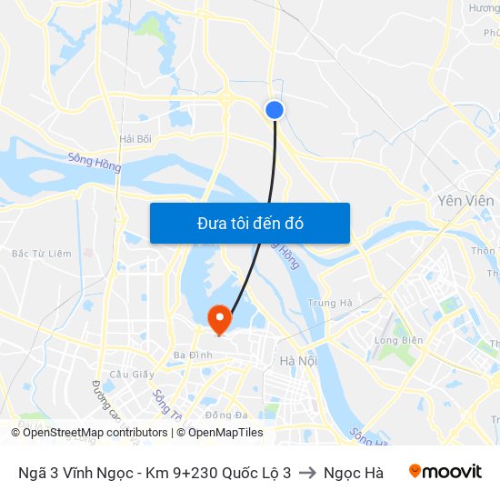 Ngã 3 Vĩnh Ngọc - Km 9+230 Quốc Lộ 3 to Ngọc Hà map