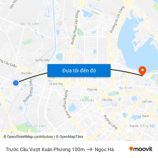 Trước Cầu Vượt Xuân Phương 100m to Ngọc Hà map