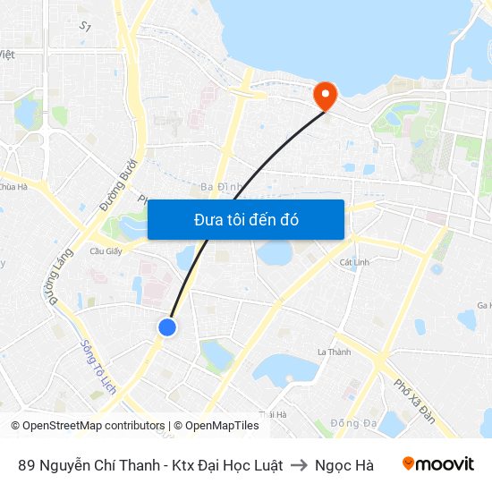 89 Nguyễn Chí Thanh - Ktx Đại Học Luật to Ngọc Hà map