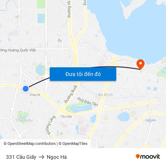 331 Cầu Giấy to Ngọc Hà map