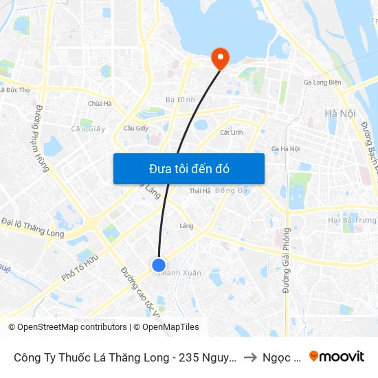 Công Ty Thuốc Lá Thăng Long - 235 Nguyễn Trãi to Ngọc Hà map