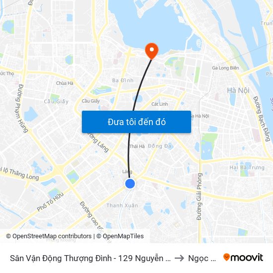 Sân Vận Động Thượng Đình - 129 Nguyễn Trãi to Ngọc Hà map