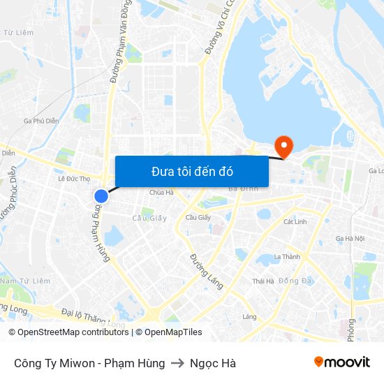 Công Ty Miwon - Phạm Hùng to Ngọc Hà map