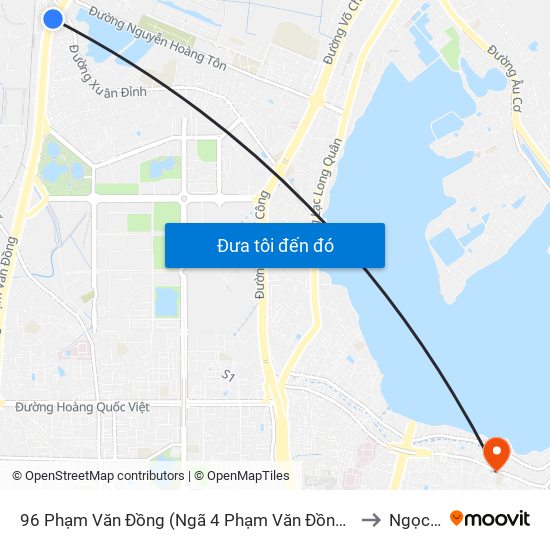 96 Phạm Văn Đồng (Ngã 4 Phạm Văn Đồng - Xuân Đỉnh) to Ngọc Hà map