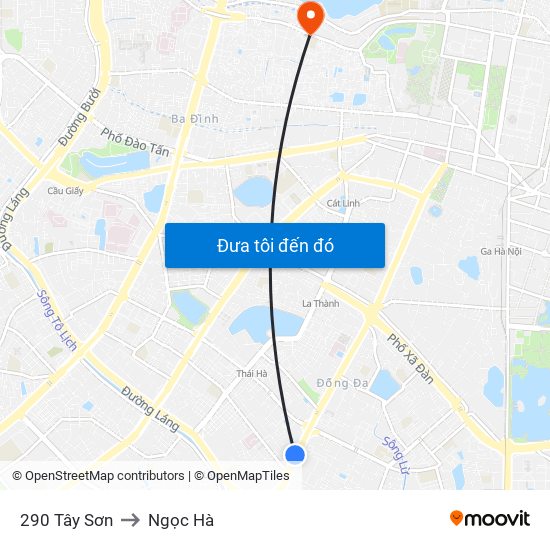 290 Tây Sơn to Ngọc Hà map