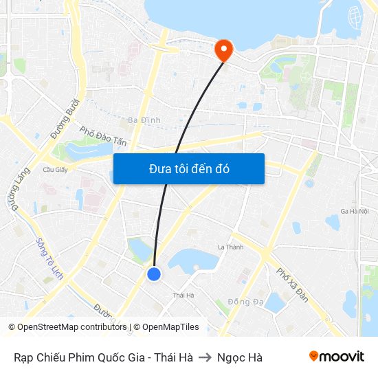 Rạp Chiếu Phim Quốc Gia - Thái Hà to Ngọc Hà map