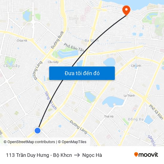 113 Trần Duy Hưng - Bộ Khcn to Ngọc Hà map