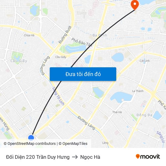 Đối Diện 220 Trần Duy Hưng to Ngọc Hà map