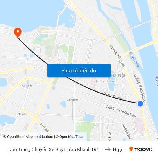 Trạm Trung Chuyển Xe Buýt Trần Khánh Dư (Khu Đón Khách) to Ngọc Hà map