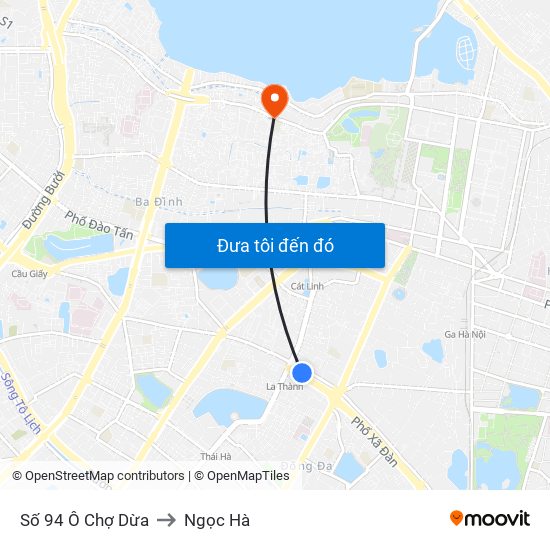 Số 94 Ô Chợ Dừa to Ngọc Hà map