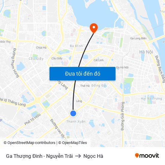Ga Thượng Đình - Nguyễn Trãi to Ngọc Hà map