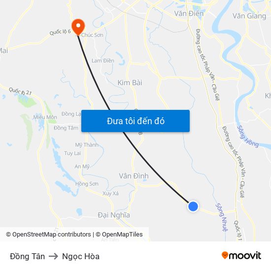 Đồng Tân to Ngọc Hòa map