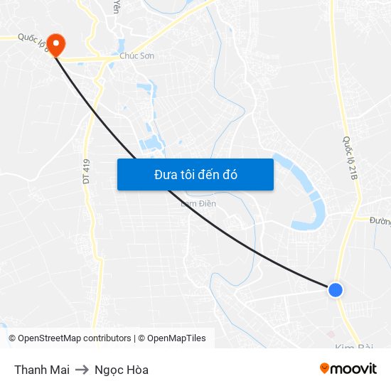 Thanh Mai to Ngọc Hòa map