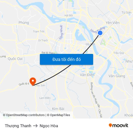 Thượng Thanh to Ngọc Hòa map