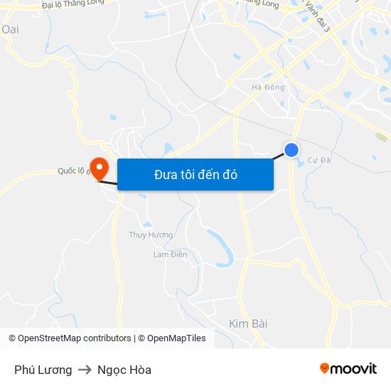 Phú Lương to Ngọc Hòa map