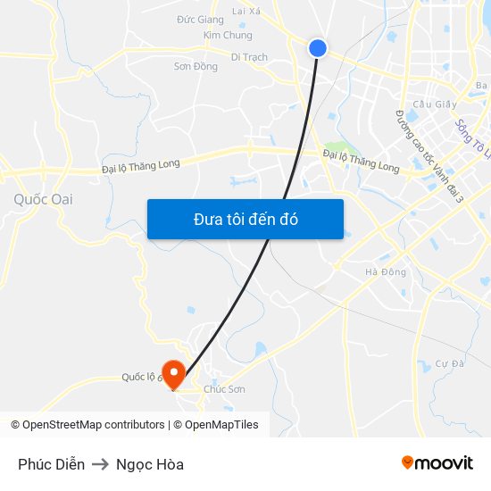 Phúc Diễn to Ngọc Hòa map