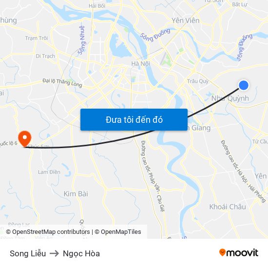Song Liễu to Ngọc Hòa map