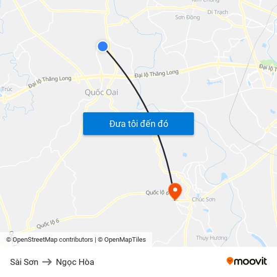 Sài Sơn to Ngọc Hòa map