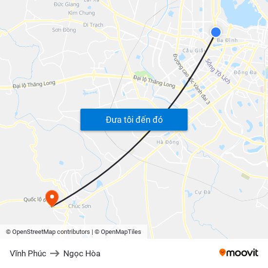 Vĩnh Phúc to Ngọc Hòa map
