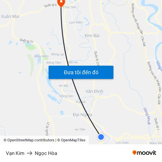 Vạn Kim to Ngọc Hòa map