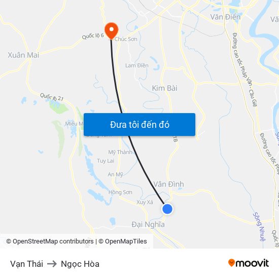 Vạn Thái to Ngọc Hòa map