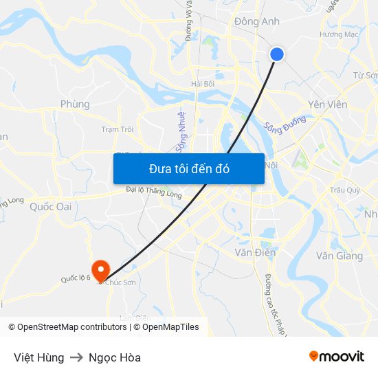 Việt Hùng to Ngọc Hòa map