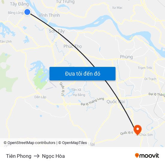 Tiên Phong to Ngọc Hòa map