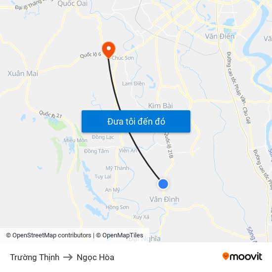 Trường Thịnh to Ngọc Hòa map