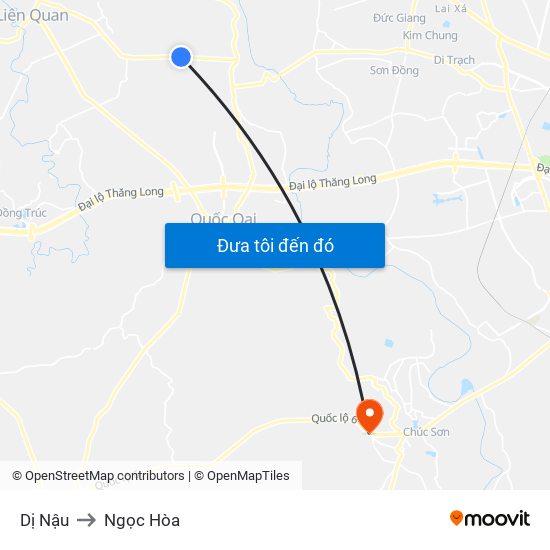 Dị Nậu to Ngọc Hòa map