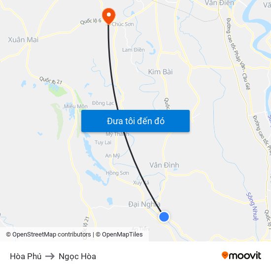 Hòa Phú to Ngọc Hòa map