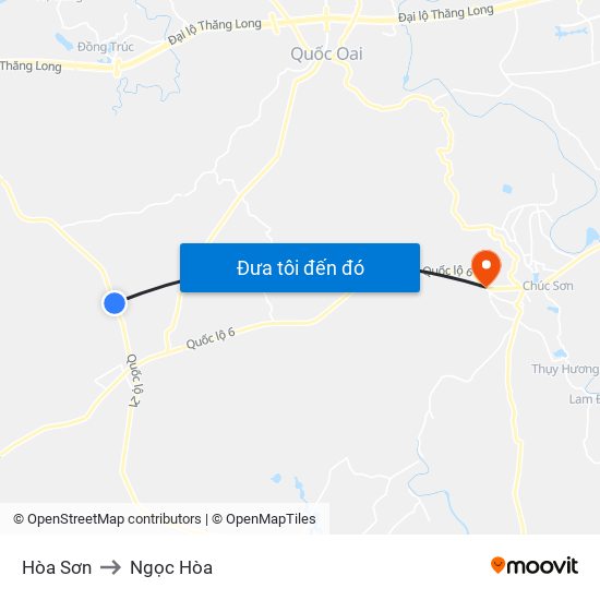 Hòa Sơn to Ngọc Hòa map