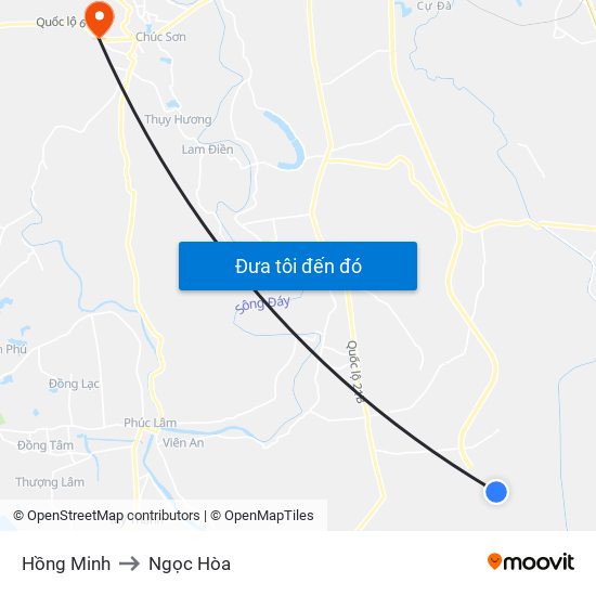 Hồng Minh to Ngọc Hòa map