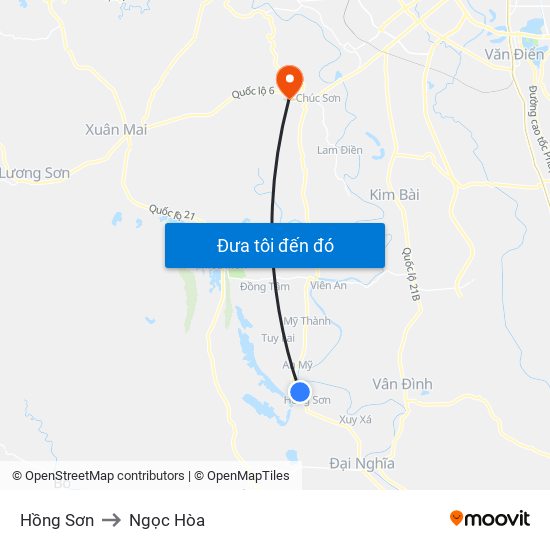 Hồng Sơn to Ngọc Hòa map