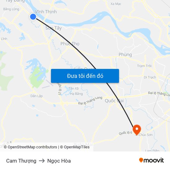 Cam Thượng to Ngọc Hòa map