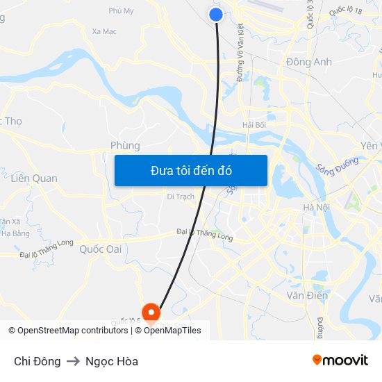 Chi Đông to Ngọc Hòa map
