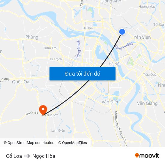 Cổ Loa to Ngọc Hòa map