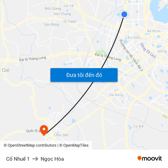 Cổ Nhuế 1 to Ngọc Hòa map