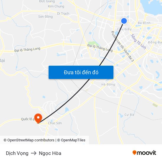 Dịch Vọng to Ngọc Hòa map