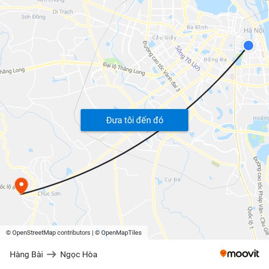 Hàng Bài to Ngọc Hòa map