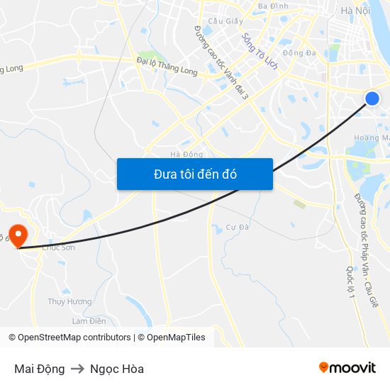 Mai Động to Ngọc Hòa map