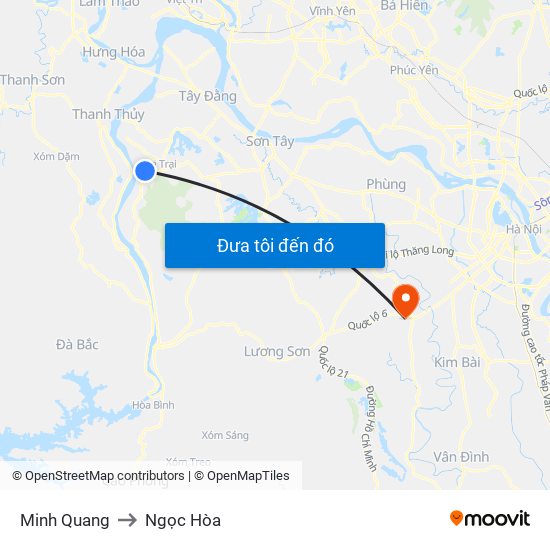 Minh Quang to Ngọc Hòa map