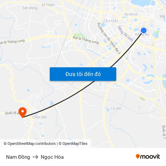 Nam Đồng to Ngọc Hòa map