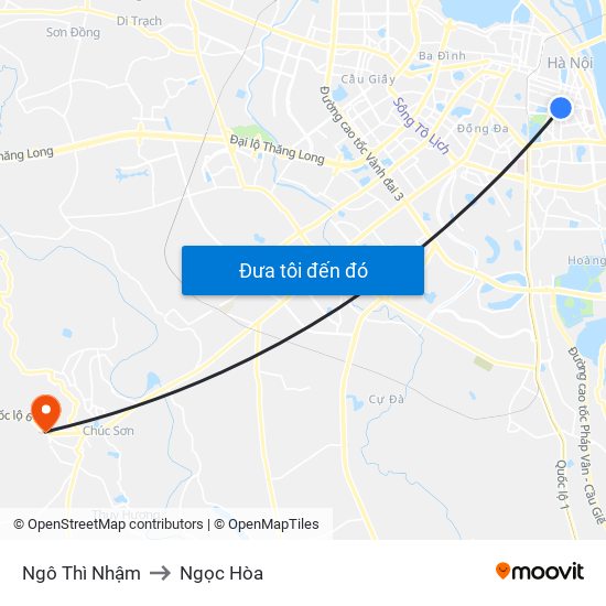 Ngô Thì Nhậm to Ngọc Hòa map