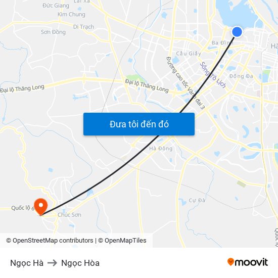 Ngọc Hà to Ngọc Hòa map