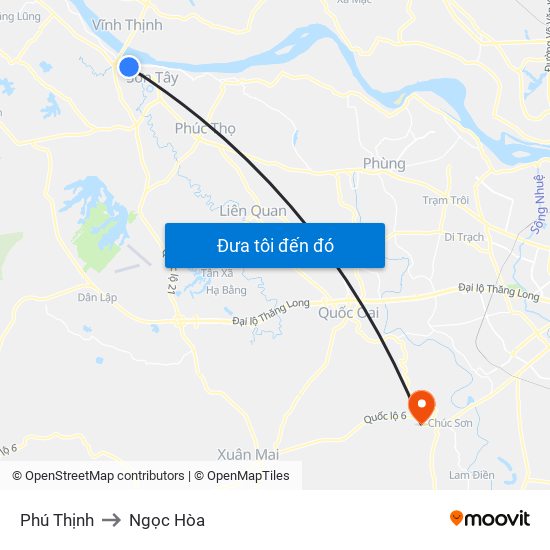 Phú Thịnh to Ngọc Hòa map